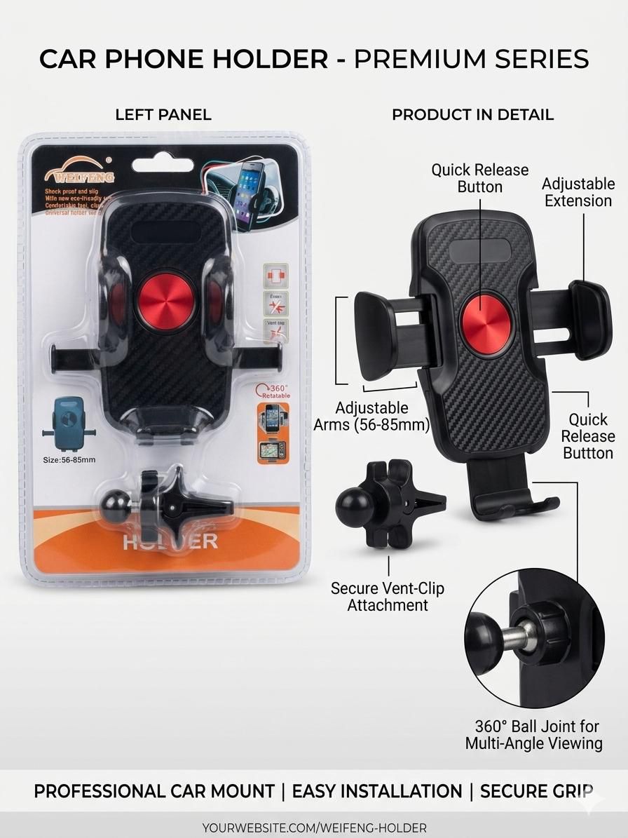 حامل هاتف بدوران 360 درجة وثبات فائق في الطرق الوعرة