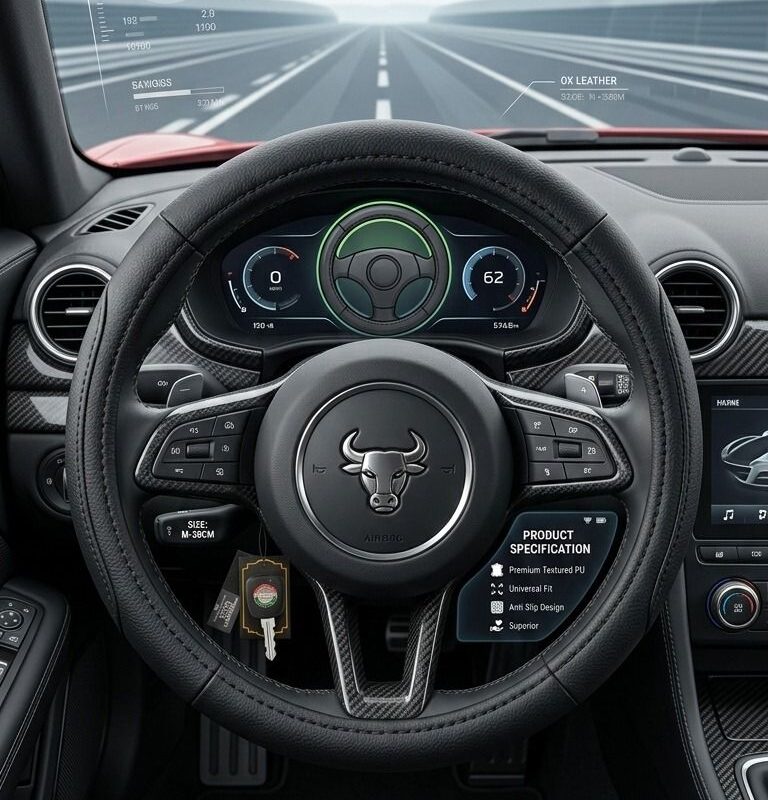 غطاء مقود من الجلد الطبيعي